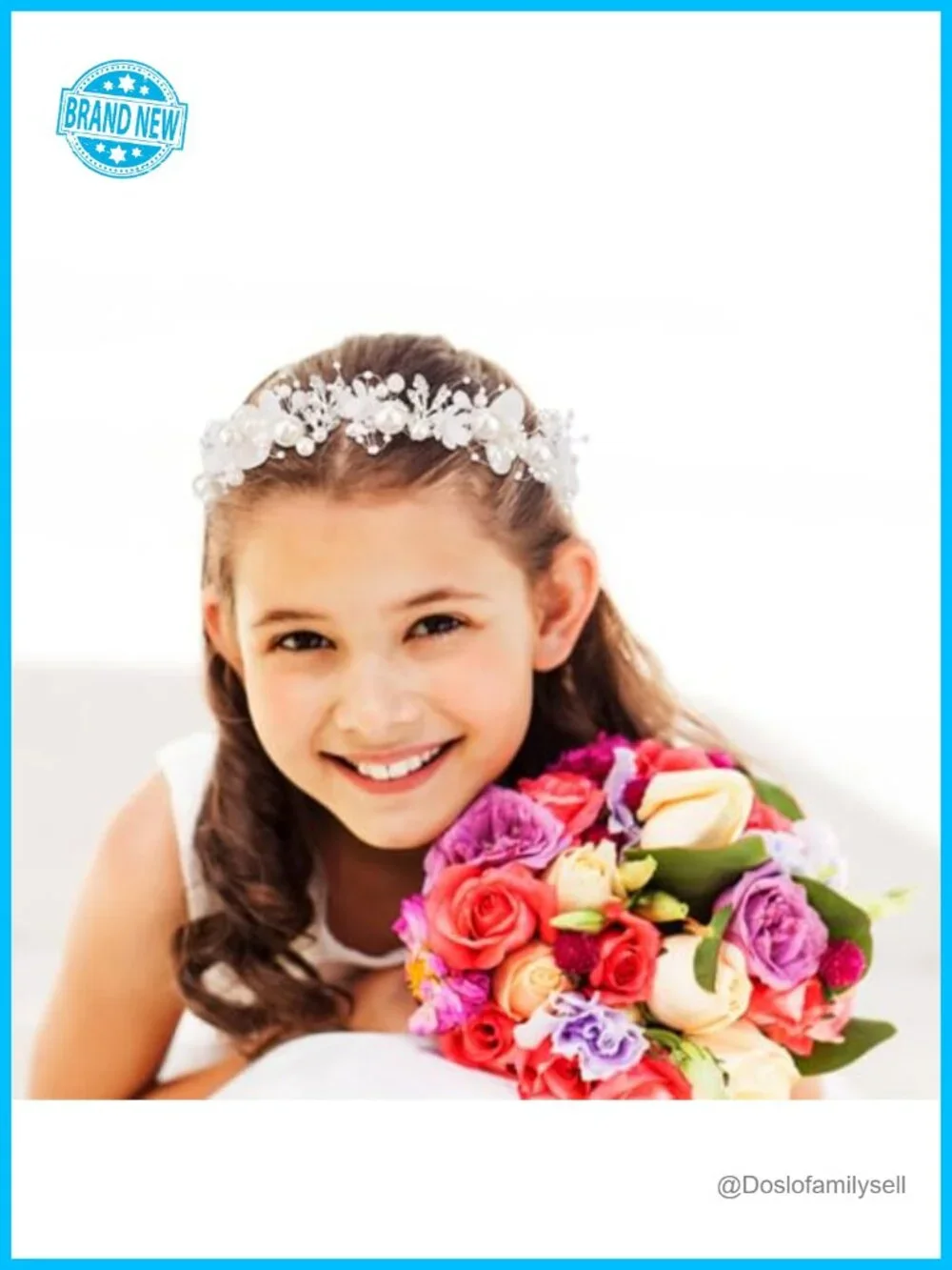 Princess Tiara Crown Headband with Rhinestone and Pearl Floral Wedding Prom for